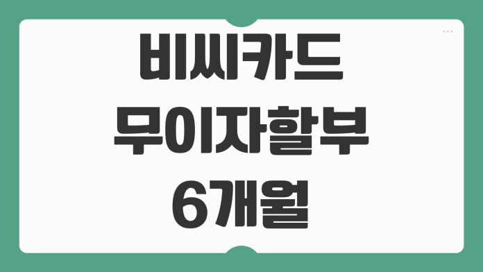 비씨카드 무이자할부 6개월 적용 업종과 이벤트 기간 카드사 혜택 확인 포인트