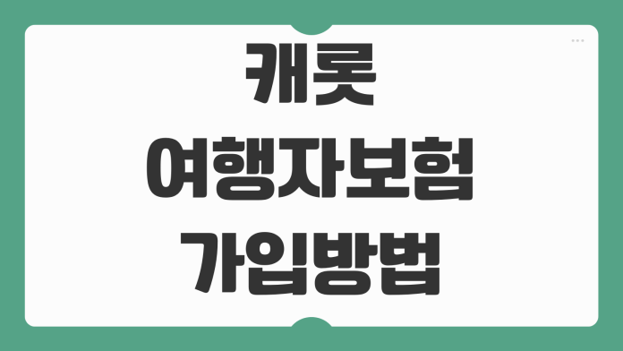 캐롯여행자보험 가입 방법 보장 비교 해외여행 보험료 할인 청구 절차 한화손보 연계 혜택