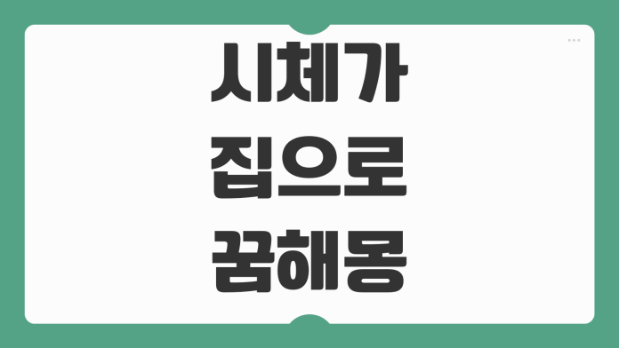 시체가 집으로 들어오는 꿈 해몽 무서워도 재물운 신호인지 풀이 정리 시체가 집으로 들어오는 꿈 해몽 무서워도 재물운 신호인지 풀이 정리