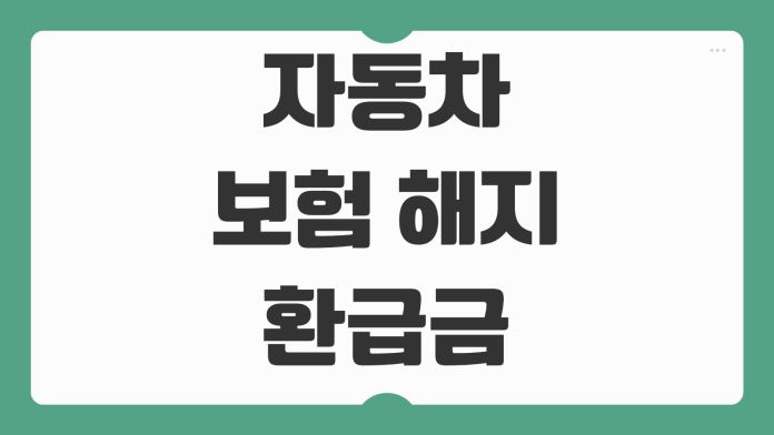 자동차보험 해지 환급금 계산 절차 주의사항 해지 전 확인 포인트