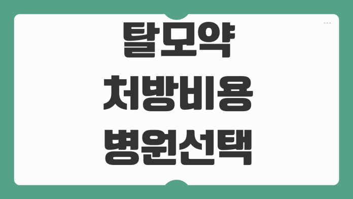 탈모약 처방비용 병원선택 비대면진료 가능여부 장기복용 관리요소