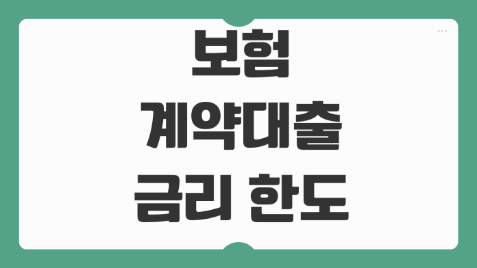 보험계약대출 금리 한도 상환방법 해지환급금 영향 활용전략 체크