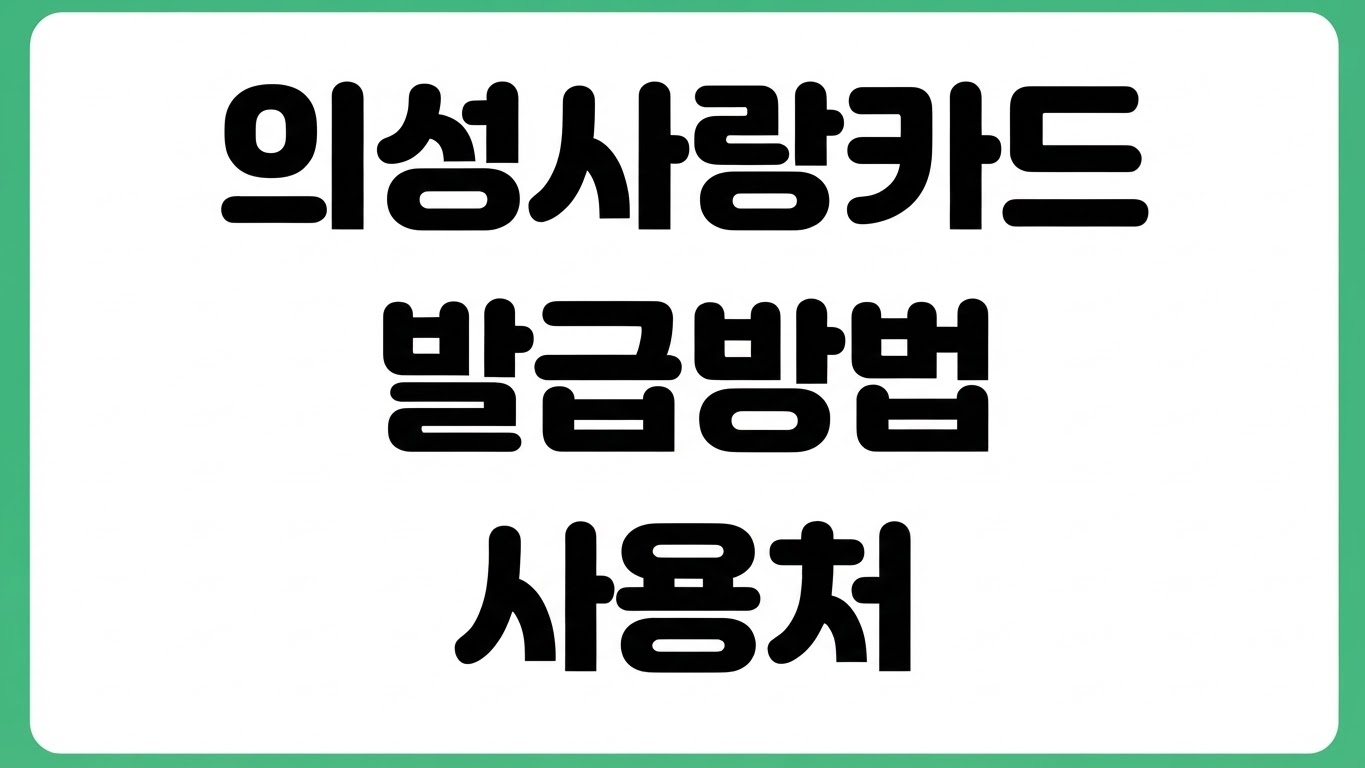 2026 의성사랑카드 발급 방법 앱 설치 신청 충전 사용처 가맹점 조회